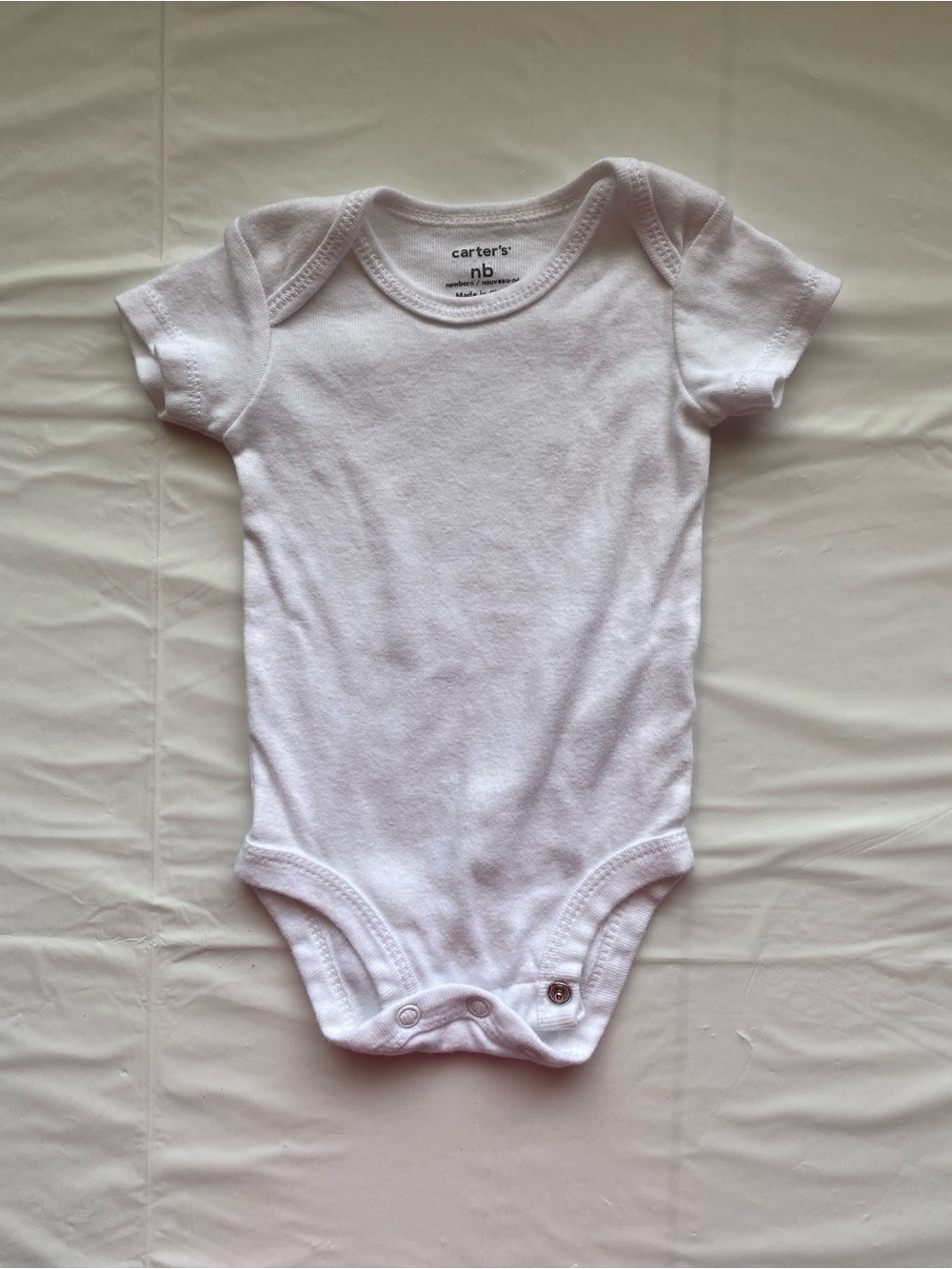 Carter's NB White Short Sleeve Bodysuit Basic Baby Onesie